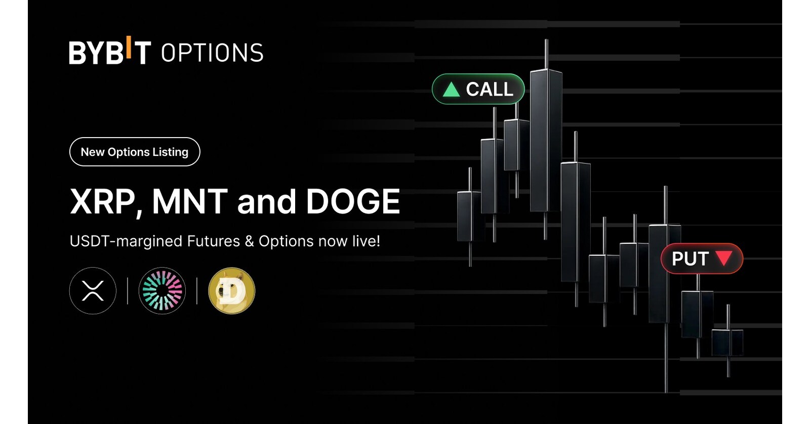 Bybit Expands Derivatives Suite with XRP, MNT, and DOGE Options Contracts