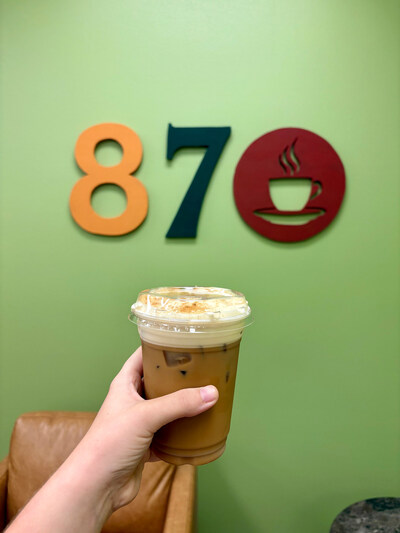 An iced coffee drink at the new 870 Coffee Co. at 10 Paul Wood Lane, Mountain Home, Ark.