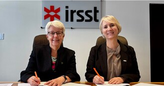 Mesdames Anne Tennier (CCHST) et Lyne Sauvegeau (IRSST). (Groupe CNW/Institut de recherche Robert-Sauv&#233; en sant&#233; et en s&#233;curit&#233; du travail (IRSST))