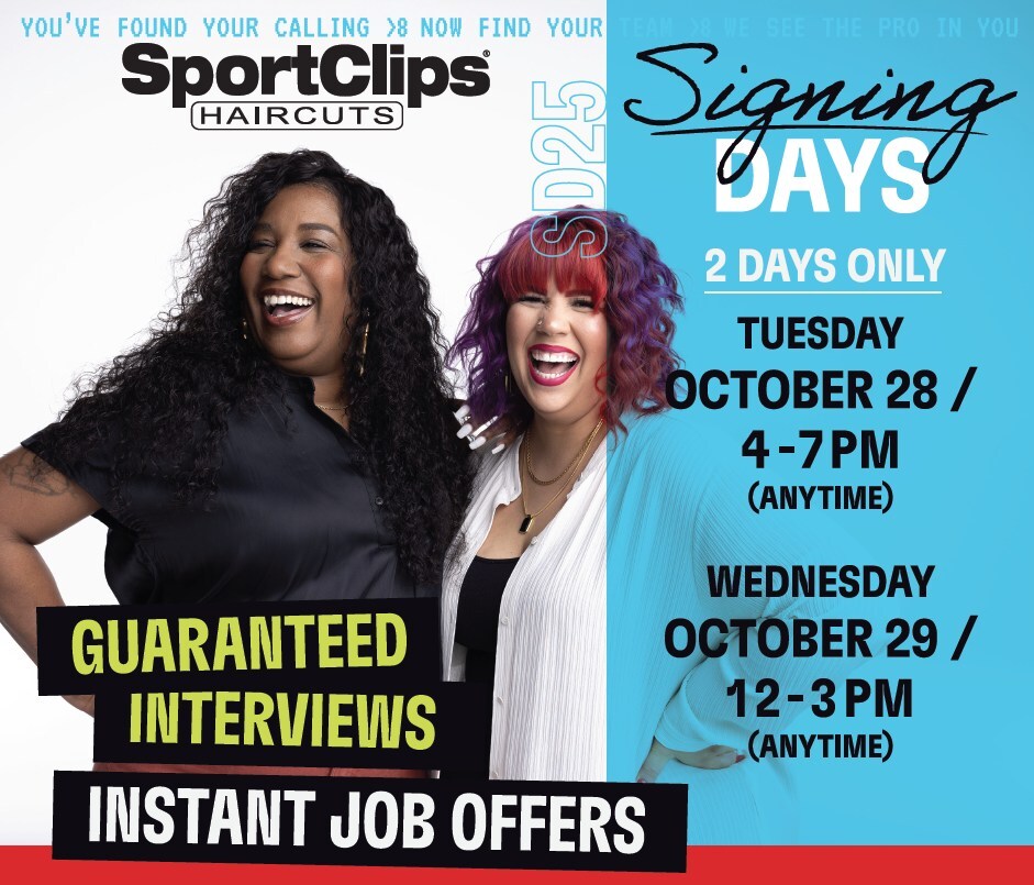 Sport Clips Haircuts Hosts "National Signing Days" Oct. 28 and 29 For Professional Stylists Ready to Join a Winning Team