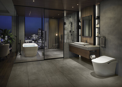 The NEOREST LS smart toilet elevates the luxury bathroom with its wave-inspired design, metallic trim, and matching stick-style remote control. Available in silver, nickel, or black, these NEOREST LS accents enable designers and design-savvy homeowners to coordinate finishes throughout the bath’s interior. Its skirted silhouette and smart features reflect over a century of innovation by TOTO, uniting beauty, wellness, comfort, and sustainability in every detail.