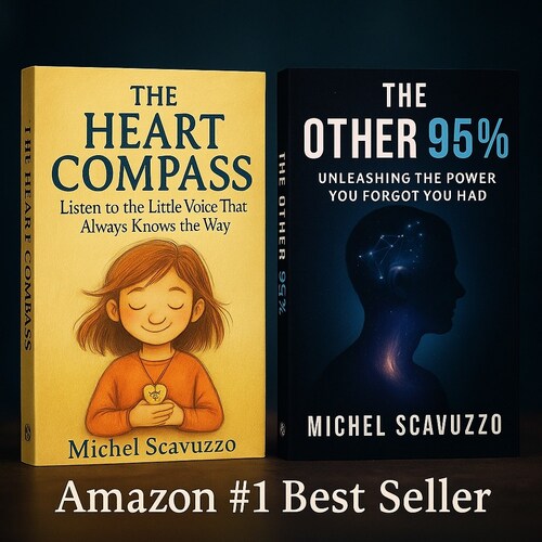 Michel Scavuzzo's Amazon #1 New Release books The Heart Compass and The Other 95% bridge neuroscience, spirituality, and human potential.