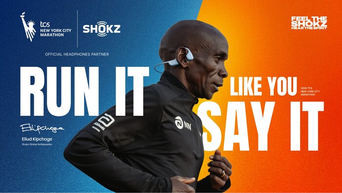 Shokz joins the 2025 TCS New York City Marathon as the Official Headphones Partner, with its global ambassador Eliud Kipchoge announcing his marathon debut in New York. Shokz joins the 2025 TCS New York City Marathon as the Official Headphones Partner, with its global ambassador Eliud Kipchoge announcing his marathon debut in New York.