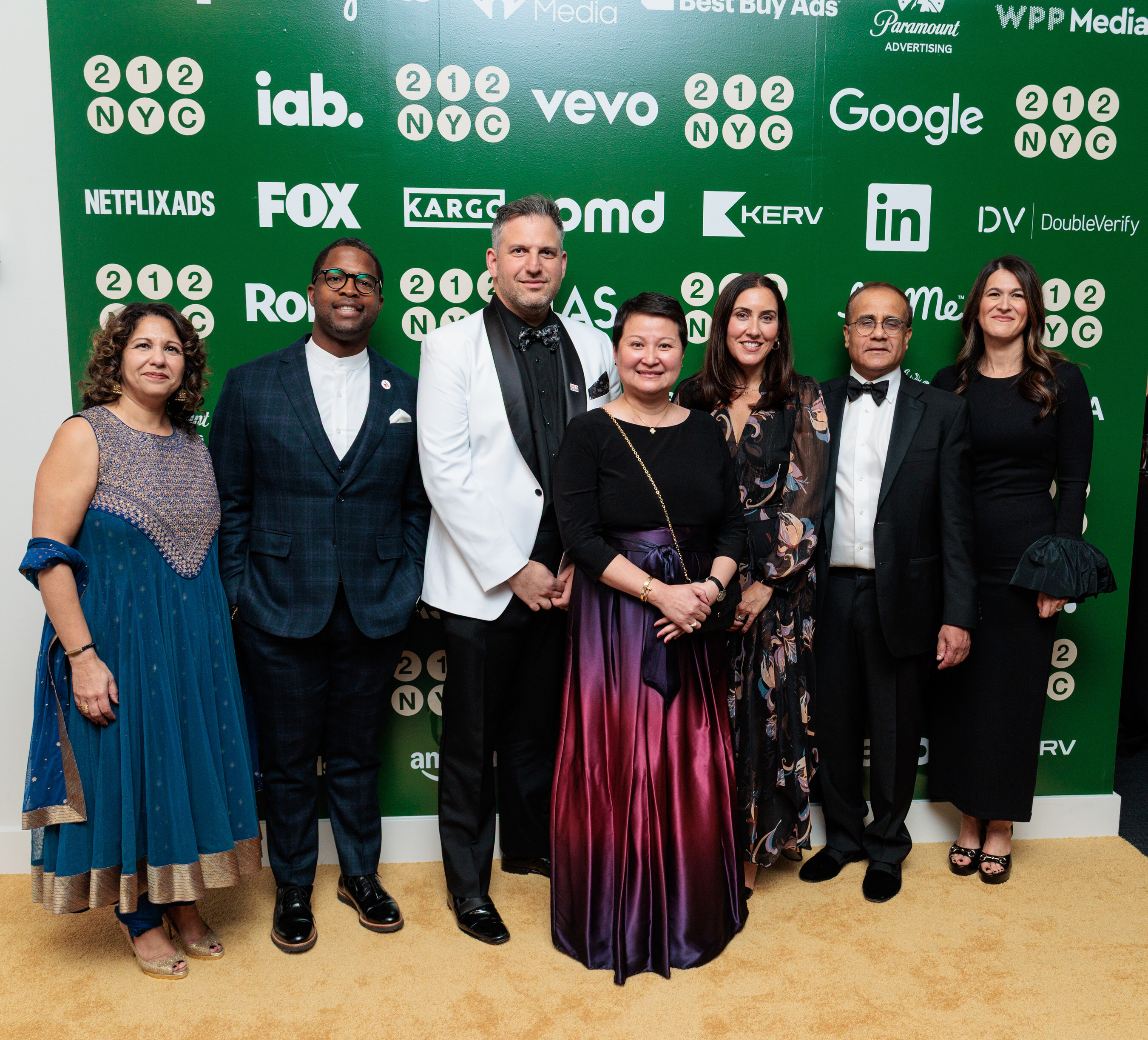212NYC President Jay Wolff and Vice President Ritu Trivedi with the 2025 Excellence Award Honorees at the 212NYC 11th Annual Gala 2025: “Resilience Through Reinvention,” held Oct. 23, 2025 (L–R): Ritu Trivedi; Baldwin Cunningham, Industry Trailblazer Award; Jay Wolff; Yolanda Lam, Resilience Honor; Jessica Brown, Rising Star Award; Rishad Tobaccowala, Industry Luminary Award; Amy Benford, Industry Impact Award.