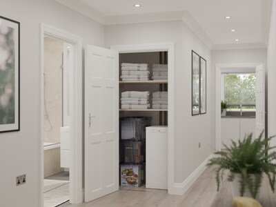 Thermino compact thermal battery fit neatly into a standard hall closet. Thermino compact thermal battery fit neatly into a standard hall closet.