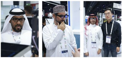 Visitors test LLVision’s Leion Hey2 AR translation glasses at GITEX Global 2025 in Dubai Visitors test LLVision’s Leion Hey2 AR translation glasses at GITEX Global 2025 in Dubai