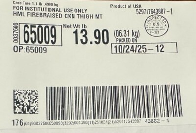 Item: 65009 Case Label Item: 65009 Case Label