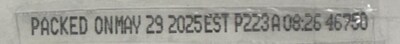 Item: 46750 Package Code Date Item: 46750 Package Code Date