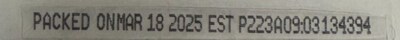 Item: 134934 Package Code Date Item: 134934 Package Code Date