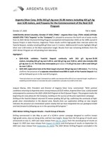 Argenta Silver Corp. Drills 263 g/t Ag over 35.00 meters including 425 g/t Ag over 6.00 meters, and Prepares for the Commencement of the Next Drill Program (CNW Group/Argenta Silver Corp.)