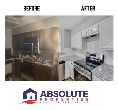 Before & After Photo of a house Absolute Properties bought in Houston
