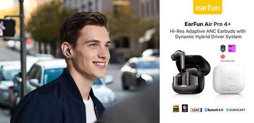 EarFun Air Pro 4+ Award-winning Hi-Res Adaptive ANC Earbuds with Dynamic Hybrid Driver System