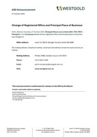 Change of Registered Office and Principal Place of Business