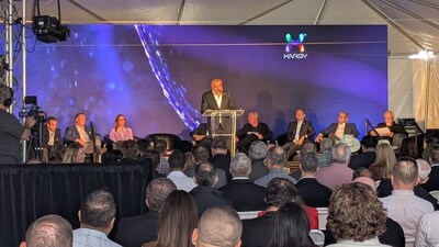 Wais Jalali, XNRGY Founder, Chairman and CEO speaks at XNRGY’s ribbon-cutting ceremony at its Mesa 1 facility in Mesa, Arizona, October 23, 2025 (CNW Group/XNRGY Climate Systems)