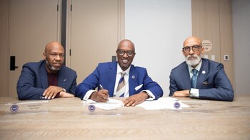 Antwanye Ford (USBC Board Vice Chair), Ron Busby Sr. and Charles O'Neal (USBC Board Chair)