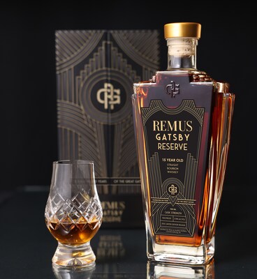 The 2025 Edition of Remus Gatsby Reserve 15-Year Bourbon was released to celebrate the 100th anniversary of the publication of F. Scott Fitzgerald’s legendary novel, “The Great Gatsby.” Remus Gatsby Reserve is bottled at 102.8 proof (<percent>51.4%</percent> ABV) and will be offered in ultra-limited quantities in October at a minimum suggested retail price of <money>$199.99</money> per 750mL bottle. The 2025 Edition of Remus Gatsby Reserve 15-Year Bourbon was released to celebrate the 100th anniversary of the publication of F. Scott Fitzgerald’s legendary novel, “The Great Gatsby.” Remus Gatsby Reserve is bottled at 102.8 proof (<percent>51.4%</percent> ABV) and will be offered in ultra-limited quantities in October at a minimum suggested retail price of <money>$199.99</money> per 750mL bottle.