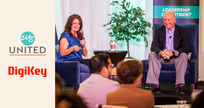 WE United CEO Jackie Mattox presented the award to DigiKey CEO Dave Doherty at the WE United 9th Annual Leadership Development Summit. WE United CEO Jackie Mattox presented the award to DigiKey CEO Dave Doherty at the WE United 9th Annual Leadership Development Summit.