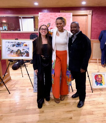 (From left to right) Local Queens artists Llannski, Kim Okoli, and Garfield Harry will have their artwork prominently displayed in gate areas throughout the JFK Terminal 6 Departures Concourse as part of the terminal's inaugural Queens in Flight rotating community art program.