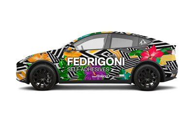 Shown above is one of the vehicle wrap designs the WrapGlove team will use when wrapping a Tesla Model Y during live demonstrations at SEMA Show 2025. The wraps will be printed on a Roland DG TrueVIS XG-640 wide-format printer/cutter using DAF Fedrigoni media. Shown above is one of the vehicle wrap designs the WrapGlove team will use when wrapping a Tesla Model Y during live demonstrations at SEMA Show 2025. The wraps will be printed on a Roland DG TrueVIS XG-640 wide-format printer/cutter using DAF Fedrigoni media.