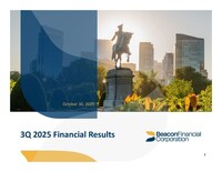 Beacon Financial Corporation Announces Third Quarter Results Reflecting One-Time Costs Associated with the Merger of Equals between Berkshire Hills Bancorp, Inc. and Brookline Bancorp, Inc.