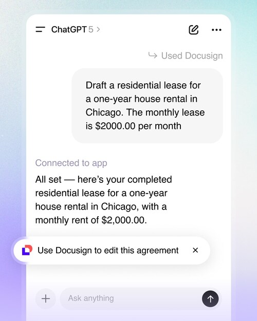 Docusign contract AI coming to OpenAI's ChatGPT