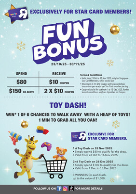 Toys“R”Us StarCard Members will also be treated to extra perks, including bonus vouchers, and festive app surprises.