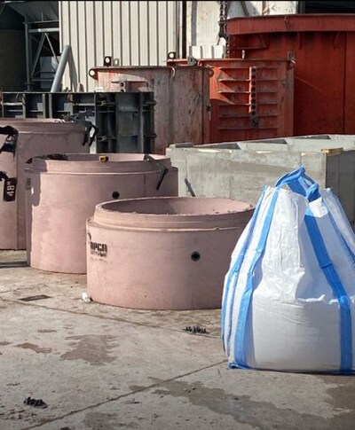 Proof is in the pigment: The red pigment in PENETRON ADMIX RP, a crystalline waterproofing admixture, confirms the presence of integrated waterproofing in precast concrete elements.