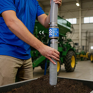 Ultra Duty Line Vac helps transfer abrasive and rocky dirt for agricultural process. Ultra Duty Line Vac helps transfer abrasive and rocky dirt for agricultural process.