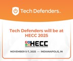 Graphic announcing Tech Defenders’ attendance at HECC 2025, featuring the Tech Defenders logo in orange and white, the HECC Conference logo, and event details: November 5–7, 2025, Indianapolis, IN.