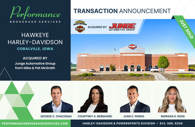 George C. Chaconas of Performance Brokerage Services Advises on the Sale of Hawkeye Harley-Davidson in Coralville, Iowa to Junge Automotive Group
