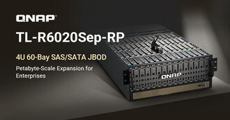 Solution d’extension de stockage SAS/SATA QNAP 4U à 60 baies – Obtenez une capacité de l’ordre du pétaoctet avec un minimum d’espace de rack et de coût.
