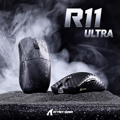 ATTACK SHARK R11 ULTRA Carbon Fiber Wireless 8K PAW3950MAX Gaming Mouse (PRNewsfoto/ATTACK SHARK)