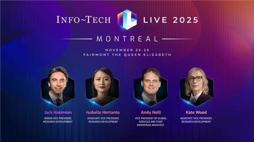 Info-Tech Research Group has confirmed the next group of featured speakers for its premier IT conference, Info-Tech LIVE 2025 in Montreal, taking place November 25–26 at Fairmont The Queen Elizabeth. (CNW Group/Info-Tech Research Group)