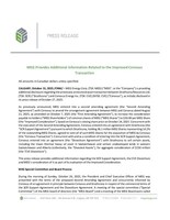 MEG Provides Additional Information Related to the Improved Cenovus Transaction