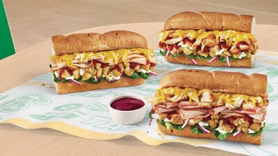 Subway’s Festive Feast collection, available nationwide on Nov. 13, features three new sandwiches, all loaded with holiday meats, cranberry sauce and stuffing.