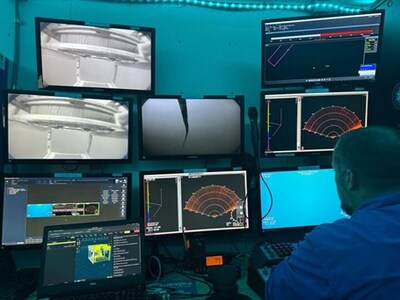 A Nauticus Operator performs work using an ROV with Nauticus ToolKITT™ installed. A human operator is required to monitor screens showing the ROV and cage positions, tether status, and outputs from the various ROV sensors, all while operating the ROV to navigate and complete the desired tasks. Nauticus ToolKITT™ eases the burden by moving the manual, human-driven tasks of station-keeping and navigation into autonomous operations managed by the ROV.