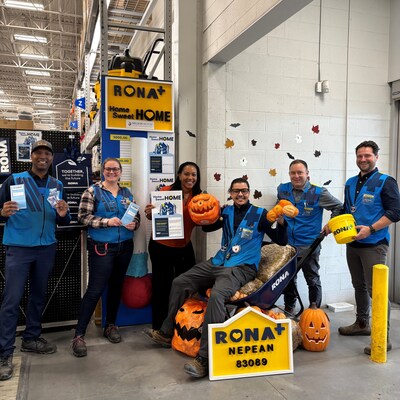From left to right, Paul Bromfield, Store Manager, RONA+ Nepean, Jennifer Racey, RONA+ Nepean, Clarissa Arthur (from Nelson House, RONA+ Nepean chosen charity), Mohamed-Naji El Maghnaoui, RONA+ Nepean, Paul Sarazin, District Manager, RONA inc., and Jordane Verner, RONA+ Nepean. (CNW Group/RONA inc.) From left to right, Paul Bromfield, Store Manager, RONA+ Nepean, Jennifer Racey, RONA+ Nepean, Clarissa Arthur (from Nelson House, RONA+ Nepean chosen charity), Mohamed-Naji El Maghnaoui, RONA+ Nepean, Paul Sarazin, District Manager, RONA inc., and Jordane Verner, RONA+ Nepean. (CNW Group/RONA inc.)