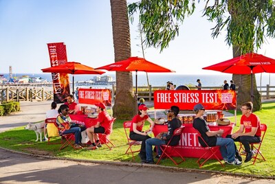 The Hubbard Dianetics Foundation conducts free stress tests near the Santa Monica Pier in recognition of National Stress Awareness Day. (Photo credit: Hubbard Dianetics Foundation)