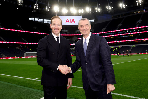 Ryan Norys, Chief Revenue Officer, Tottenham Hotspur, and Stuart A. Spencer, AIA Group Chief Marketing Officer, marking a new chapter in the partnership