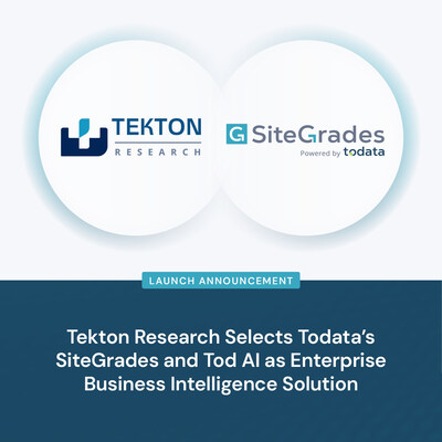 Tekton Research Selects Todata's SiteGrades and Tod AI as Enterprise Business Intelligence Solution