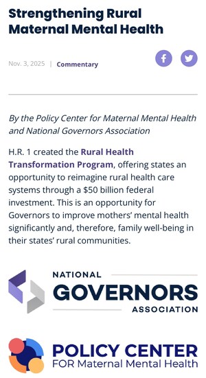 Policy Center for Maternal Mental Health Releases Guidance to Governors to Combat Rising Maternal Health Crisis