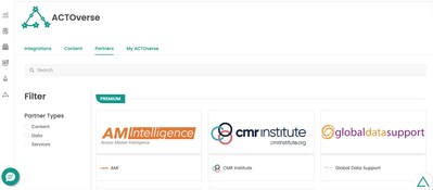 ACTO UNVEILS ACTOVERSE: A DIGITAL MARKETPLACE, DRIVING INNOVATION & EFFICIENCY IN FIELD EXCELLENCE --- ACTOverse features trusted partners that extend and enrich the ACTO platform. The partners fall into one of three categories: 1) Content Partners, 2) Data Partners, and 3) Service Partners. Every partner is carefully selected, industry-proven, and certified on the ACTO platform, ensuring quality and interoperability out of the box for turnkey implementation and faster time-to-value.