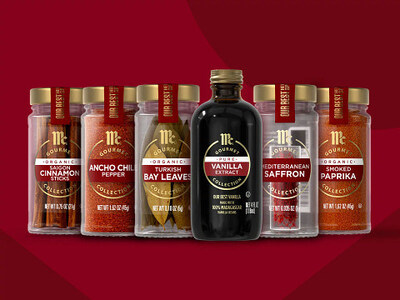 The remade look of the McCormick Gourmet Collection spans 72 distinctive flavors, including 54 certified organic varieties.