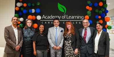 AOLCC executive and staff celebrate opening of expanded Brampton East campus. From left to right: Chamara Perera, Julia Milner, Annie Amenshewa, Puneet Khanna, April Lerette, Russell Jude Lobo and Guneet Singh. (CNW Group/Academy of Learning Career College) AOLCC executive and staff celebrate opening of expanded Brampton East campus. From left to right: Chamara Perera, Julia Milner, Annie Amenshewa, Puneet Khanna, April Lerette, Russell Jude Lobo and Guneet Singh. (CNW Group/Academy of Learning Career College)
