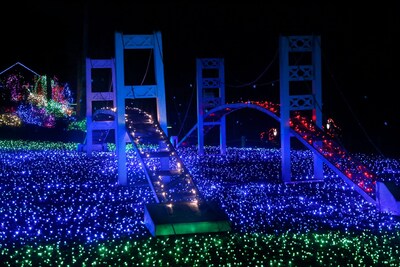 The Tacoma Narrows Bridge at Zoolights at Point Defiance Zoo and Aquarium in Tacoma, Wash.