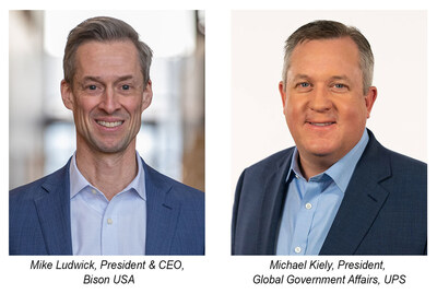 Left: Mike Ludwick, President & CEO, Bison USA
Right: Michael Kiely, President, Global Government Affairs, UPS Left: Mike Ludwick, President & CEO, Bison USA
Right: Michael Kiely, President, Global Government Affairs, UPS
