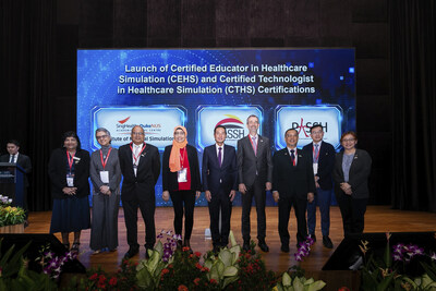 The Certified Educator in Healthcare Simulation (CEHS) and Certified Technologist in Healthcare Simulation (CTHS) programmes are developed to directly address the limited access and progress to professional development for simulation professionals in Southeast Asia and the region. From L to R: Ms Madhavi D/O Perianan Suppiah, Senior Assistant Director, SIMS; Associate Professor Shiva Sarraf-Yazdi, Vice Dean, Education, Duke-NUS Medical School; Professor Dinker Ramananda Pai, President, Pan Asia Simulation Society in Healthcare; Professor Fatimah Lateef, Co-director, SIMS; SMS Tan Kiat How; Professor Fernando Bello, Co-Director, SIMS; Professor Ismail Mohd Saiboon, Chairman, Malaysian Society for Simulation in Healthcare; Professor Lim Soon Thye, Deputy Group CEO (Research, Education & Innovation), SingHealth; Adjunct Associate Professor Sabrina Koh Bee Leng, Campus Director, Sengkang General Hospital, SIMS The Certified Educator in Healthcare Simulation (CEHS) and Certified Technologist in Healthcare Simulation (CTHS) programmes are developed to directly address the limited access and progress to professional development for simulation professionals in Southeast Asia and the region. From L to R: Ms Madhavi D/O Perianan Suppiah, Senior Assistant Director, SIMS; Associate Professor Shiva Sarraf-Yazdi, Vice Dean, Education, Duke-NUS Medical School; Professor Dinker Ramananda Pai, President, Pan Asia Simulation Society in Healthcare; Professor Fatimah Lateef, Co-director, SIMS; SMS Tan Kiat How; Professor Fernando Bello, Co-Director, SIMS; Professor Ismail Mohd Saiboon, Chairman, Malaysian Society for Simulation in Healthcare; Professor Lim Soon Thye, Deputy Group CEO (Research, Education & Innovation), SingHealth; Adjunct Associate Professor Sabrina Koh Bee Leng, Campus Director, Sengkang General Hospital, SIMS