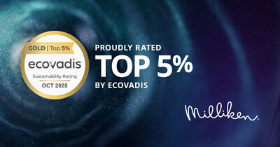 Milliken &amp; Company reçoit la cote Or 2025 d'EcoVadis, se classant dans les 5 % les plus élevés au monde