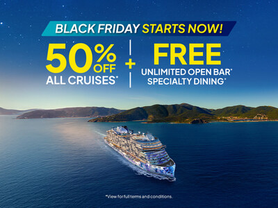 Norwegian Cruise Line reveals their Black Friday sale offering 50% off all cruises, plus the return of the guest-favorite Free at Sea package.