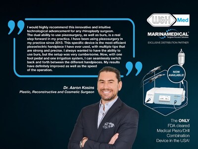 “I would highly recommend this innovative and intuitive technological advancement for any rhinoplasty surgeon. The dual ability to use piezosurgery, as well as burs, is a real step forward in my practice. This specific device is the most efficient piezoelectric handpiece I have ever used, with multiple tips that are strong and precise. I always wanted to have the ability to use burs, but the setup was very cumbersome. “I would highly recommend this innovative and intuitive technological advancement for any rhinoplasty surgeon. The dual ability to use piezosurgery, as well as burs, is a real step forward in my practice. This specific device is the most efficient piezoelectric handpiece I have ever used, with multiple tips that are strong and precise. I always wanted to have the ability to use burs, but the setup was very cumbersome.